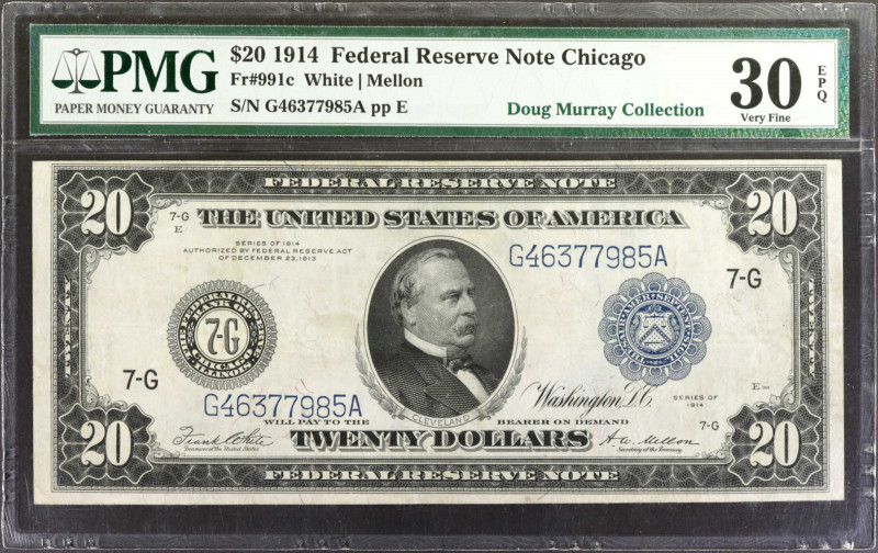 Fr. 991c. 1914 $20 Federal Reserve Note. Chicago. PMG Very Fine 30 EPQ.

A sca...