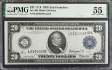 Fr. 1008. 1914 $20 Federal Reserve Note. San Francisco. PMG About Uncirculated 55.

A very nice AU 55 example with little to no evidence of use.

...