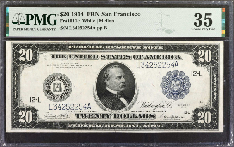 Fr. 1011c. 1914 $20 Federal Reserve Note. San Francisco. PMG Choice Very Fine 35...