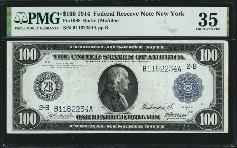 Fr. 1088. 1914 $100 Federal Reserve Note. New York. PMG Choice Very Fine 35.

...