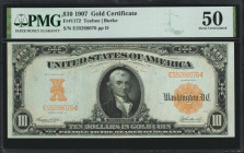 Fr. 1172. 1907 $10 Gold Certificate. PMG About Uncirculated 50.

A bright About Uncirculated example of this popular type.

Estimate: $600.00 - $8...