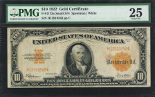 Fr. 1173a. 1922 $10 Gold Certificate. PMG Very Fine 25.

Small serial number variety.

Estimate: $200.00 - $300.00