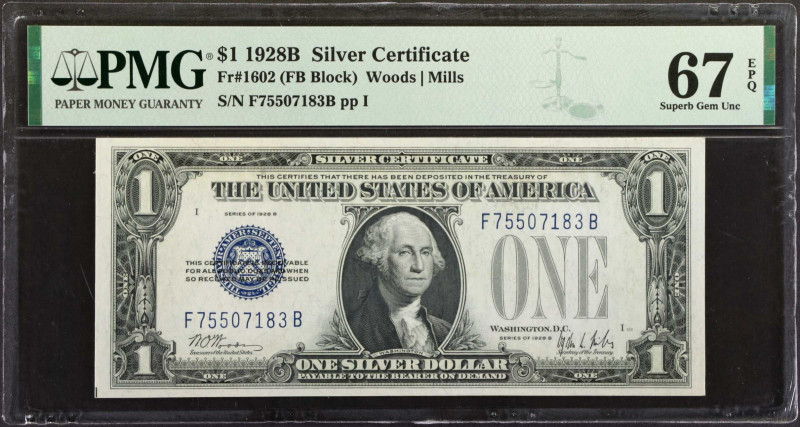 Fr. 1602. 1928B $1 Silver Certificate. PMG Superb Gem Uncirculated 67 EPQ.

A ...