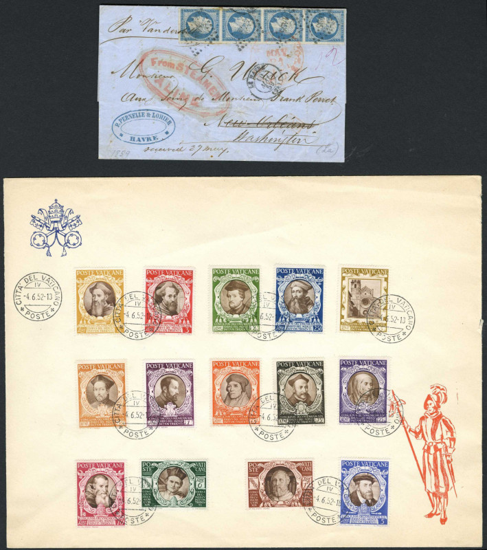 Pair of Philatelic Items.

Included are: a May 10, 1859 stamped letter origina...