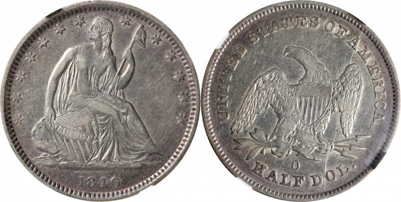 1840-O Liberty Seated Half Dollar. WB-9. Rarity-4. Re-Engraved Obverse Dentils, ...