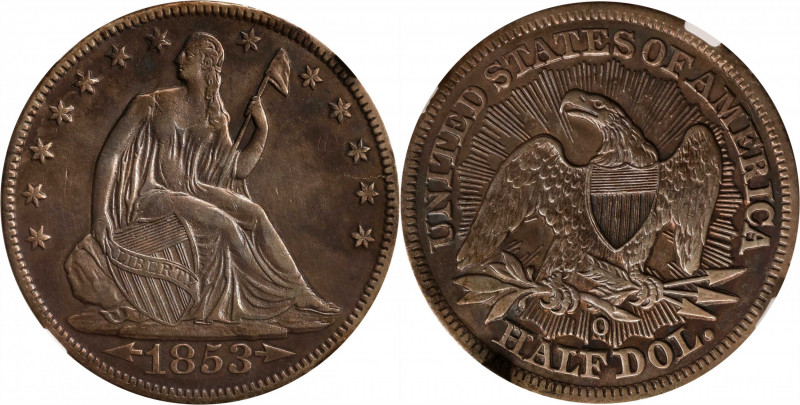 1853-O Liberty Seated Half Dollar. Arrows and Rays. WB-20. Rarity-3. AU Details-...