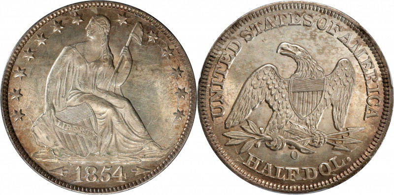 1854-O Liberty Seated Half Dollar. Arrows. WB-9. Rarity-3. Bigfoot N. MS-62 (PCG...