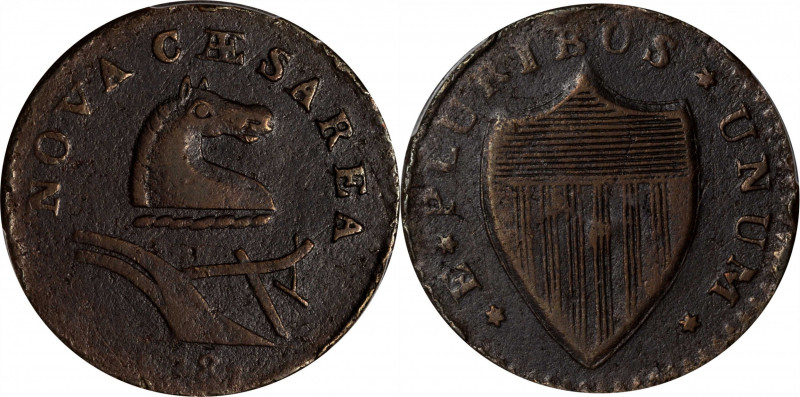 1787 New Jersey Copper. Maris 39-a, W-5195. Rarity-2. No Sprig Above Plow, Small...