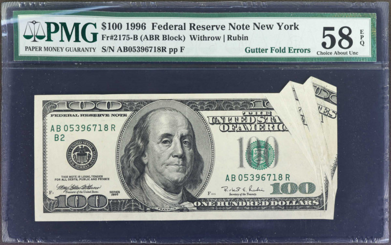 Fr. 2175-B. 1996 $100 Federal Reserve Note. New York. PMG Choice About Uncircula...