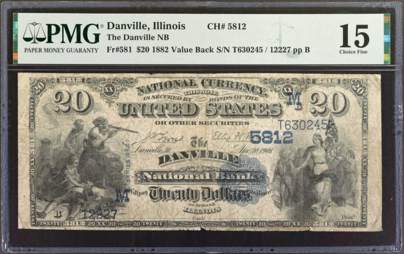 Danville, Illinois. $20 1882 Value Back. Fr. 581. The Danville NB. Charter #5812...