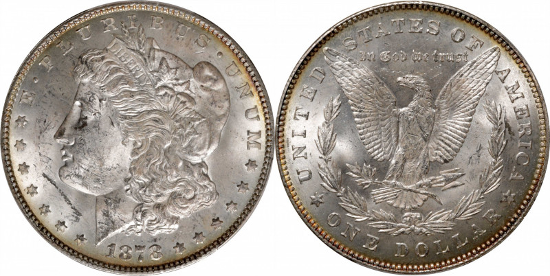 1878 Morgan Silver Dollar. 7/8 Tailfeathers. VAM-36. Strong, 7/4 Tailfeathers. M...