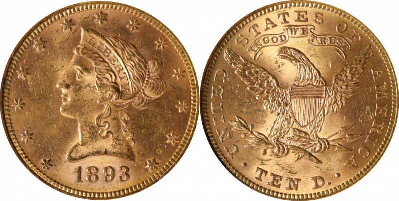 1893 Liberty Head Eagle. MS-63 (NGC).

PCGS# 8725. NGC ID: 266Z.

Estimate: ...