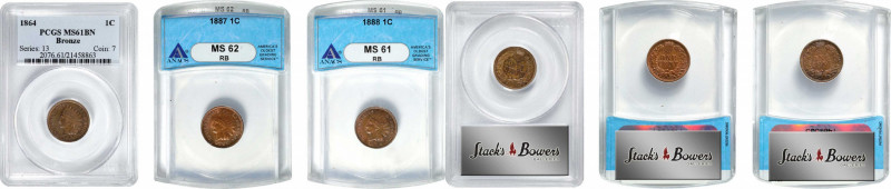 Lot of (3) Certified Mint State Bronze Indian Cents.

Included are: 1864 MS-61...