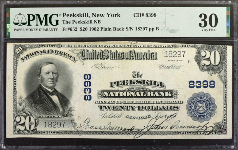 Peekskill, New York. 1902 Plain Back $20 Fr. 652. The Peekskill NB. Charter #839...