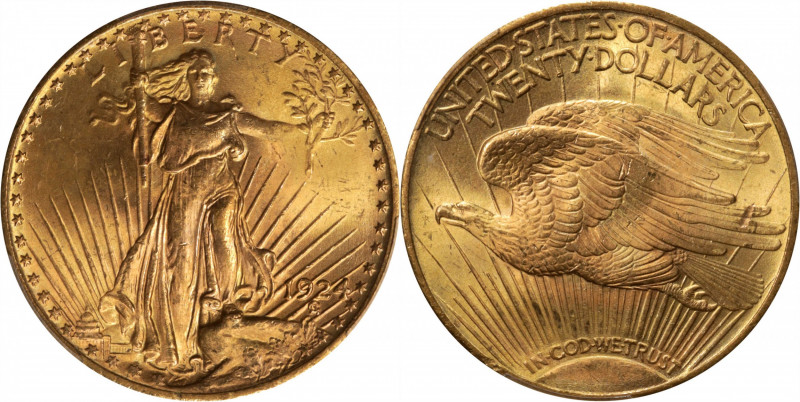 1924 Saint-Gaudens Double Eagle. MS-65 (PCGS).

PCGS# 9177. NGC ID: 26G7.

F...