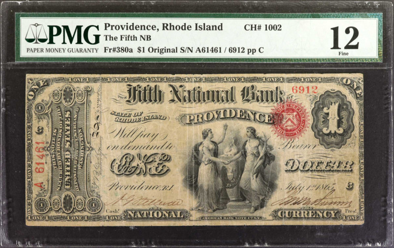 Providence, Rhode Island. $1 Original. Fr. 380a. The Fifth NB. Charter #1002. PM...