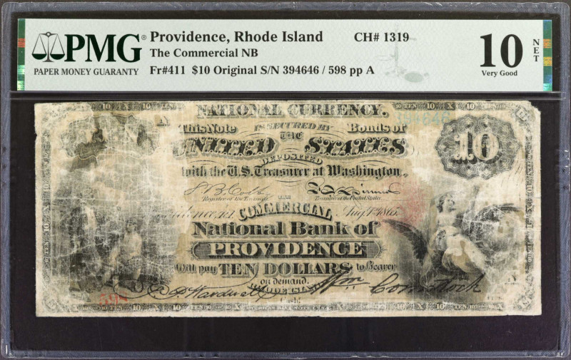 Providence, Rhode Island. $10 Original. Fr. 411. The Commercial NB. Charter #131...