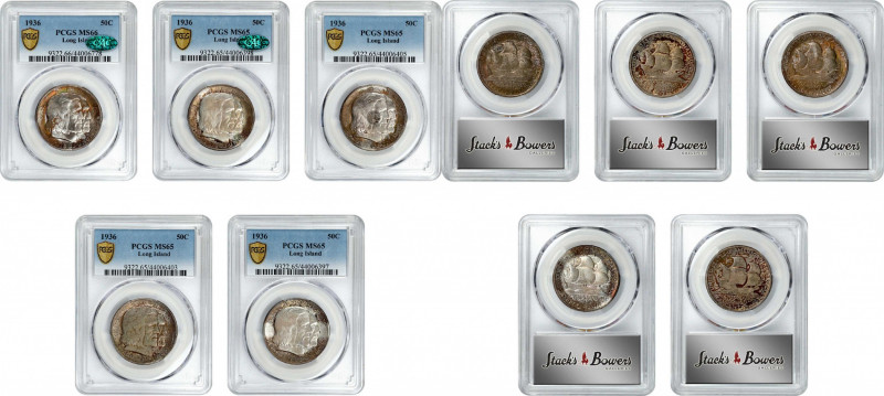 Lot of (5) 1936 Long Island Tercentenary, (PCGS), with original five-coin tab ho...