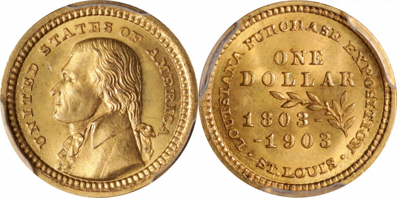 1903 Louisiana Purchase Exposition Gold Dollar. Jefferson Portrait. MS-66 (PCGS)...