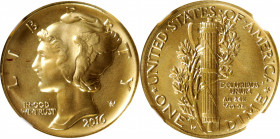 2016-W 100th Anniversary Mercury Dime. Gold. Specimen-69 (NGC).

PCGS# 597224.

Estimate: $ 375