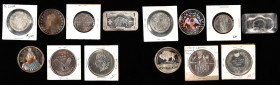 Lot of (6) Silver Rounds, Bars and Shavings.

An unusual lot with (5) examples being a troy ounce of silver; (1) small capsule of silver shavings an...