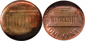 Undated Lincoln Cent. Memorial Reverse--Obverse Struck Thru Capped Die--MS-64 RB (NGC).

Estimate: $ 100