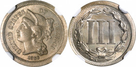1866 Nickel Three-Cent Piece--Broadstruck--MS-63 (NGC).

Estimate: $ 750
