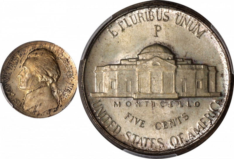 1945-P Jefferson Nickel--Partial Collar--MS-64 FS (PCGS).

Estimate: $ 150