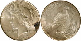 1923 Peace Silver Dollar--Laminated Planchet Obverse--AU-58 (PCGS).

Estimate: $ 100