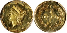 Undated (1853) Round 25 Cents. BG-222. Rarity-2. Liberty Head. MS-64 (PCGS).

PCGS# 10407.

Estimate: $ 350