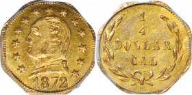 1872 Octagonal 25 Cents. BG-722, Musante GW-818, Baker-503. Rarity-4-. Washington Head. MS-63 (PCGS).

PCGS# 10549. NGC ID: 2BN4.

Estimate: $ 0
