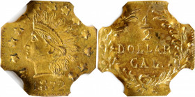 1872 Octagonal 50 Cents. BG-939. Rarity-5-. Indian Head. Unc Details--Bent (NGC).

PCGS# 10797.

From the Mark and Lottie Salton Collection.

Es...