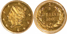1866 Round 50 Cents. BG-1006. Rarity-5. Liberty Head. MS-63 (PCGS).

PCGS# 10835. NGC ID: 2BYF.

Estimate: $ 400