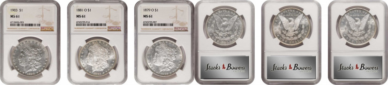 Lot of (3) Pre-1921 Morgan Silver Dollars. MS-61 (NGC).

Included are: 1879-O;...