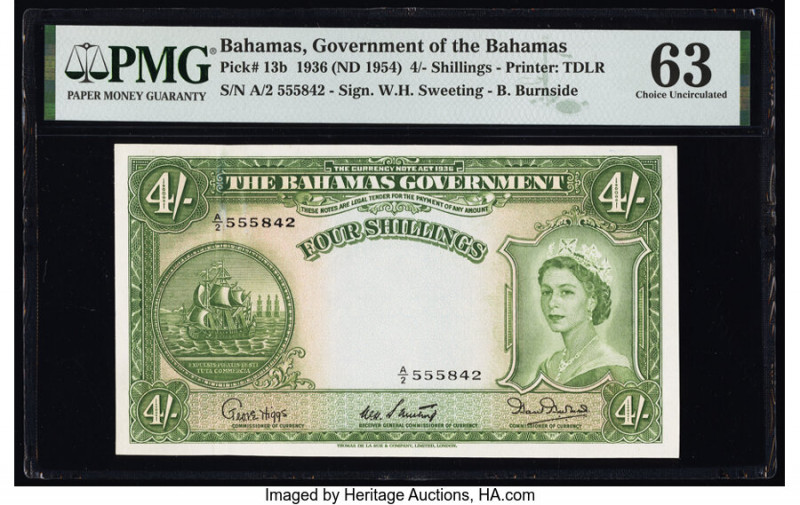 Bahamas Bahamas Government 4 Shillings 1936 (ND 1954) Pick 13b PMG Choice Uncirc...