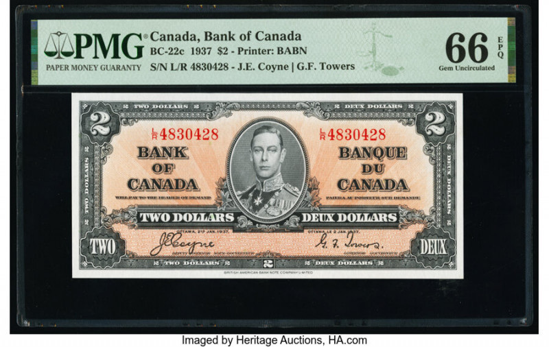 Canada Bank of Canada $2 2.1.1937 BC-22c PMG Gem Uncirculated 66 EPQ. 

HID09801...