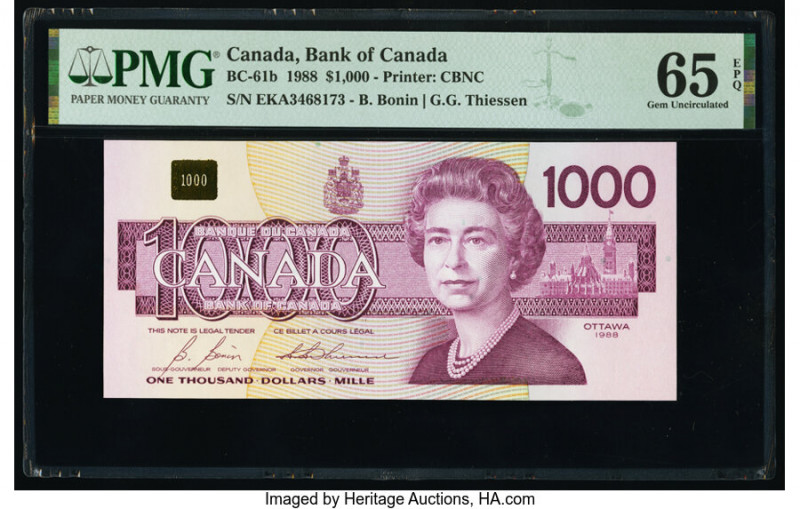 Canada Bank of Canada $1000 1988 BC-61b PMG Gem Uncirculated 65 EPQ. 

HID098012...