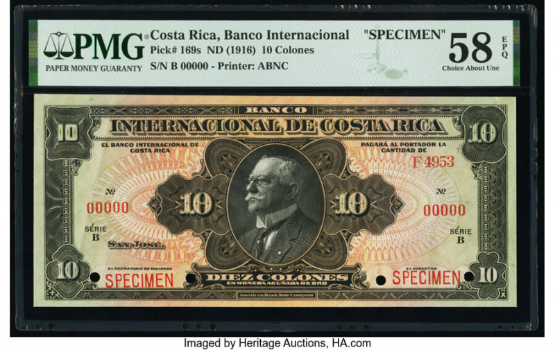 Costa Rica Banco Internacional de Costa Rica 10 Colones ND (1916) Pick 169s Spec...