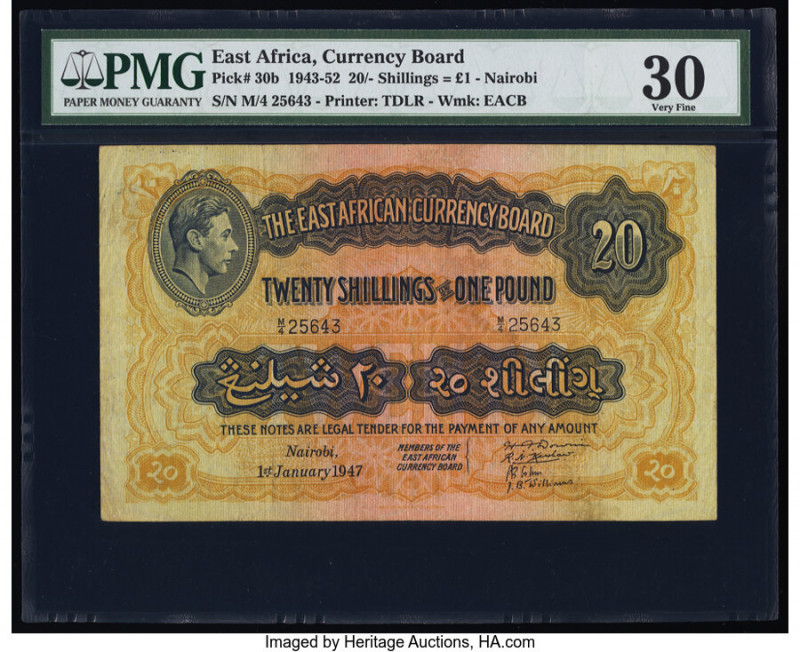 East Africa East African Currency Board, Nairobi 20 Shillings = 1 Pound 1.1.1947...