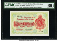 Falkland Islands Government of the Falkland Islands 5 Pounds 10.4.1960 Pick 9a PMG Gem Uncirculated 66 EPQ. 

HID09801242017

© 2022 Heritage Auctions...
