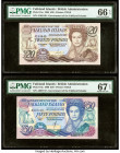 Falkland Islands Government of the Falkland Islands 20; 50 Pounds 1.10.1984; 1.7.1990 Pick 15a; 16a Two Examples PMG Gem Uncirculated 66 EPQ; Superb G...