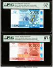 French Pacific Territories Institut d'Emission d'Outre Mer 5000; 10,000 Francs ND (2014) Pick 7; 8 Two Examples PMG Superb Gem Unc 67 EPQ (2). 

HID09...