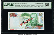 Iran Bank Markazi 50 Rials ND (1971) / SH1350 Pick 97as Specimen PMG About Uncirculated 55. Red Specimen & TDLR overprints, two POCs and previous moun...