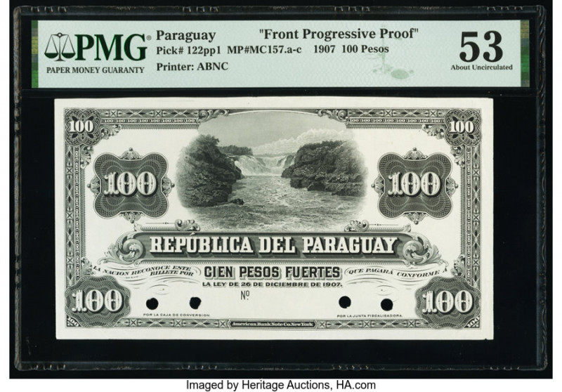 Paraguay Republica del Paraguay 100 Pesos 26.12.1907 Pick 122pp1 Front Progressi...