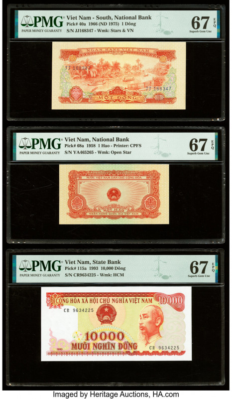 South Vietnam National Bank of Viet Nam 1 Dong 1966 (ND 1975) Pick 40a PMG Super...