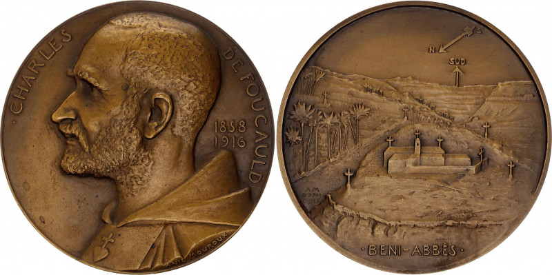 Algeria Charles de Foucauld in Béni-Abbès Medal 1916 Paris
Bronze 68,0 mm, 148....