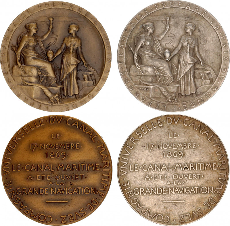 Egypt 2 Medals Dedicated to the Opening of the Suez Canal 1869 
Lec.1 Suez; Bro...