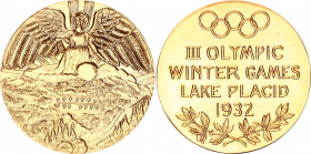 United States Medal III Olympic Winter Games Lake Placid 1932 (ND)
Gold-plated bronze 50.98 g., 50 mm.; Later Commemorative Strike of Winner medal of...