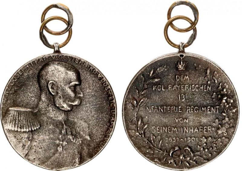 Austria Gift Medal of the Emperor to his Bavarian 13 Infantry Regiment for the 5...