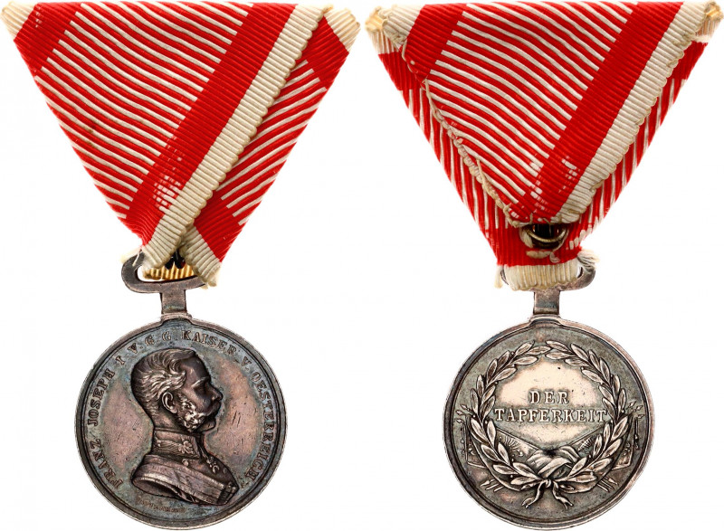 Austria - Hungary Bravery Silver Medal "DER TAPFERKEIT" II Class 1866 - 1914
Ba...